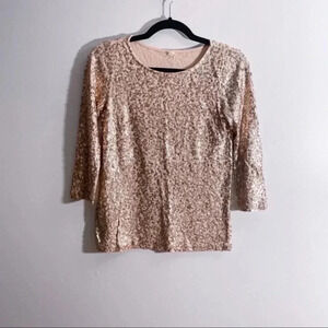 J.crew 3/4 sleeve sequin top XS